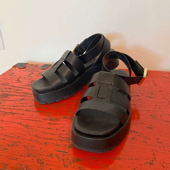 🖤HP🖤 Authentic Leather Zara Platform Chunky Fisherman Sandals US 9 EU 40 - Picture 11 of 12